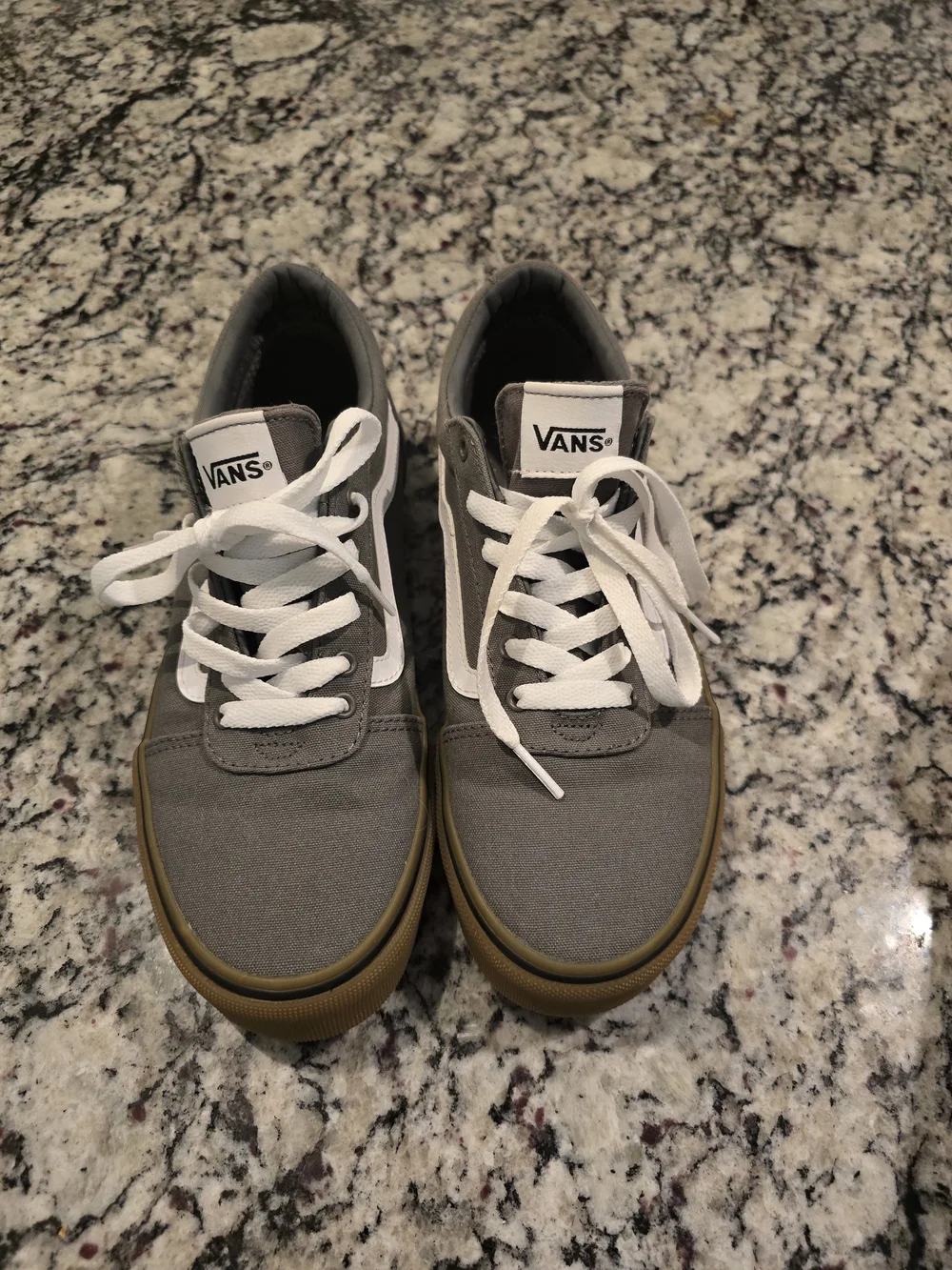 Vans Boys Gray Old Skool Sneakers with Gum Sole